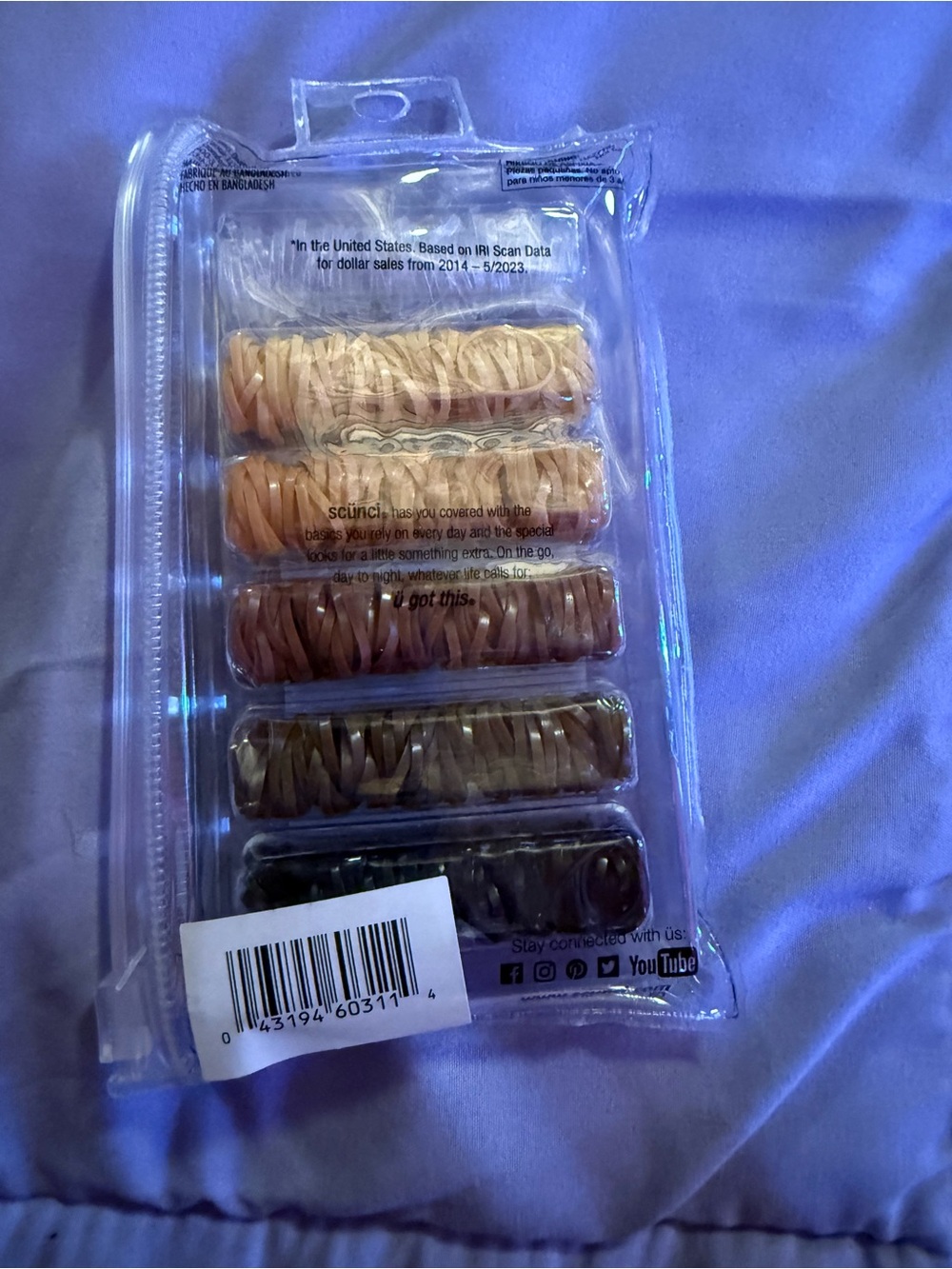 scunci Pack of Neutral Hair Elastics - Beige, Tan, Brown, Dark Brown